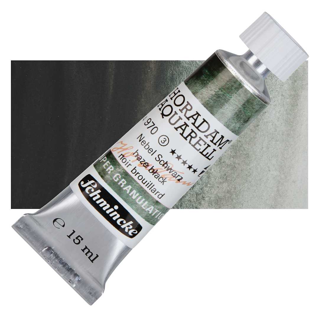 Open in modal - Schmincke Horadam Aquarell Artist Watercolor - Haze Black, 15 ml tube and swatch