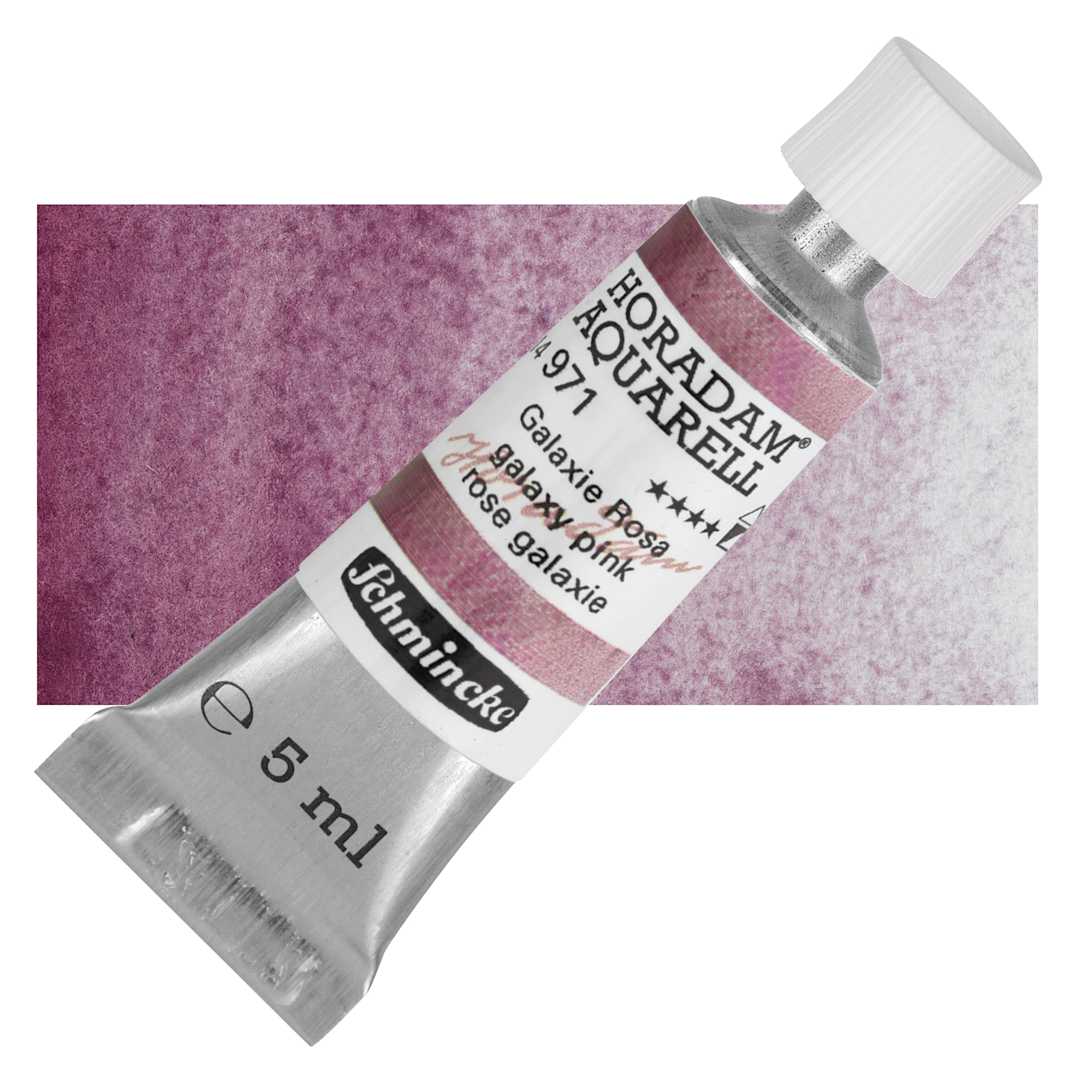 Open in modal - Schmincke Horadam Aquarell Watercolor - Galaxy Pink - Bottle and Swatch