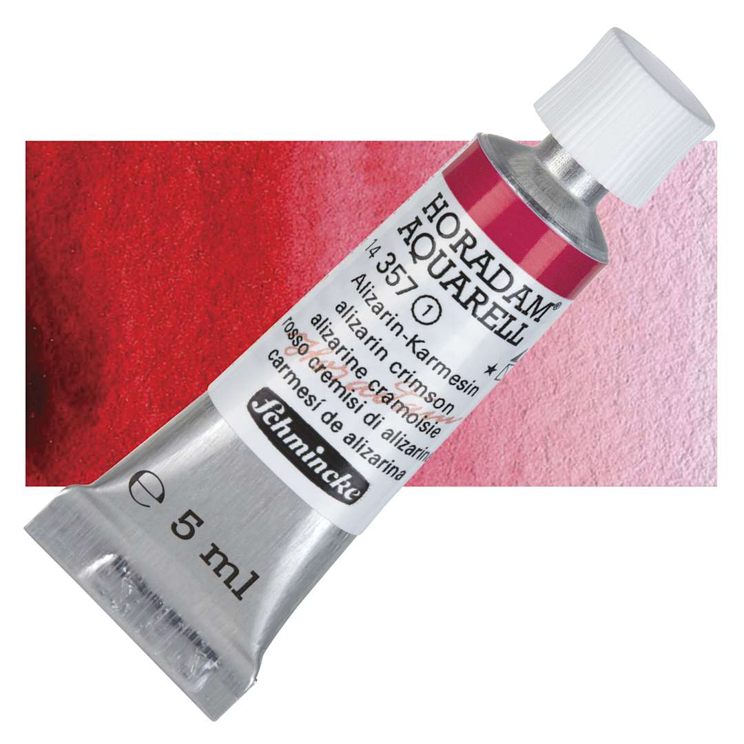 Open in modal - Schmincke Horadam Aquarell Artist Watercolor - Alizarin Crimson, 5 ml tube and swatch