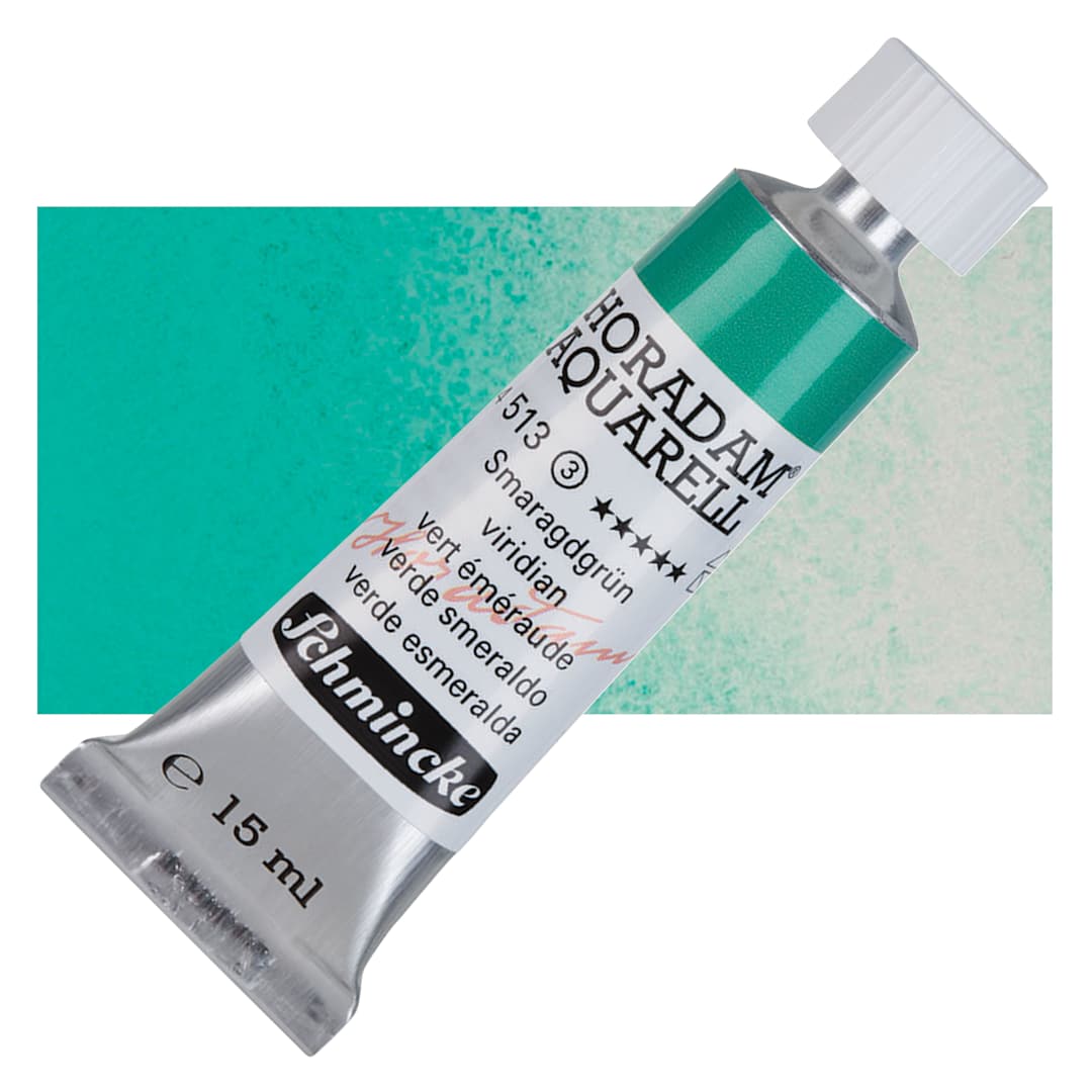 Open in modal - Schmincke Horadam Aquarell Watercolor - Viridian, 15 ml tube and swatch