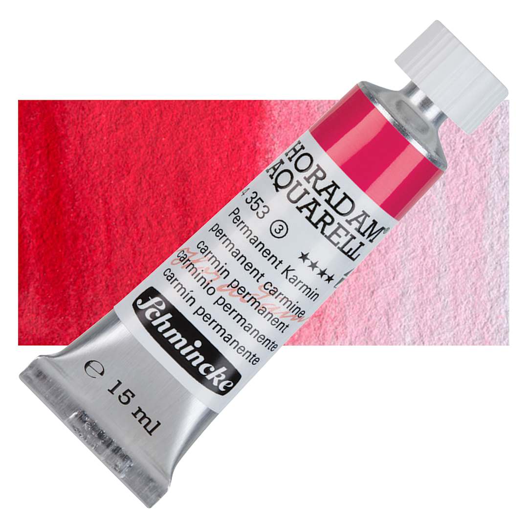 Open in modal - Schmincke Horadam Aquarell Watercolor - Permanent Carmine, 15 ml tube and swatch