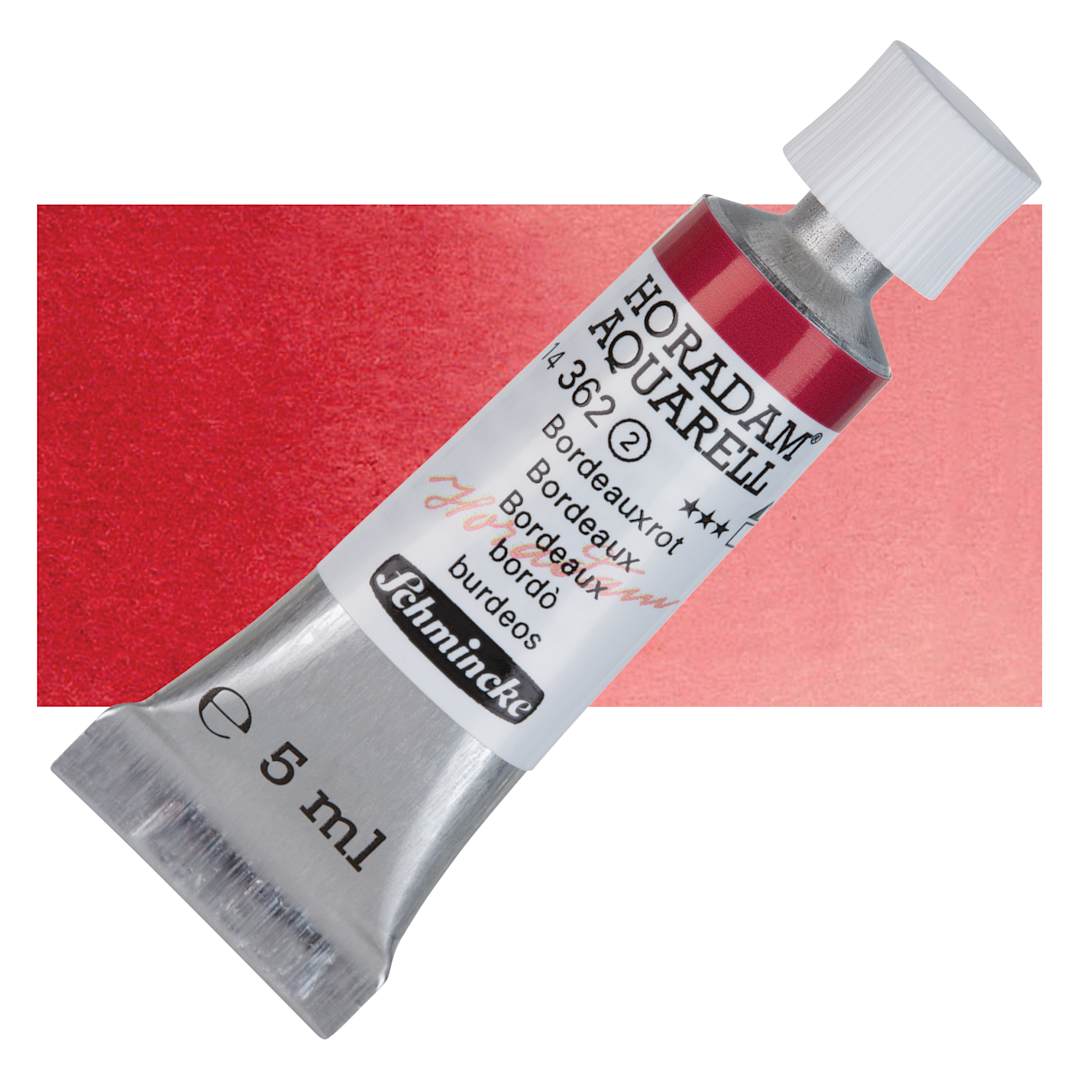 Open in modal - Schmincke Horadam Aquarell Artist Watercolor - Bordeaux, 5 ml tube and swatch