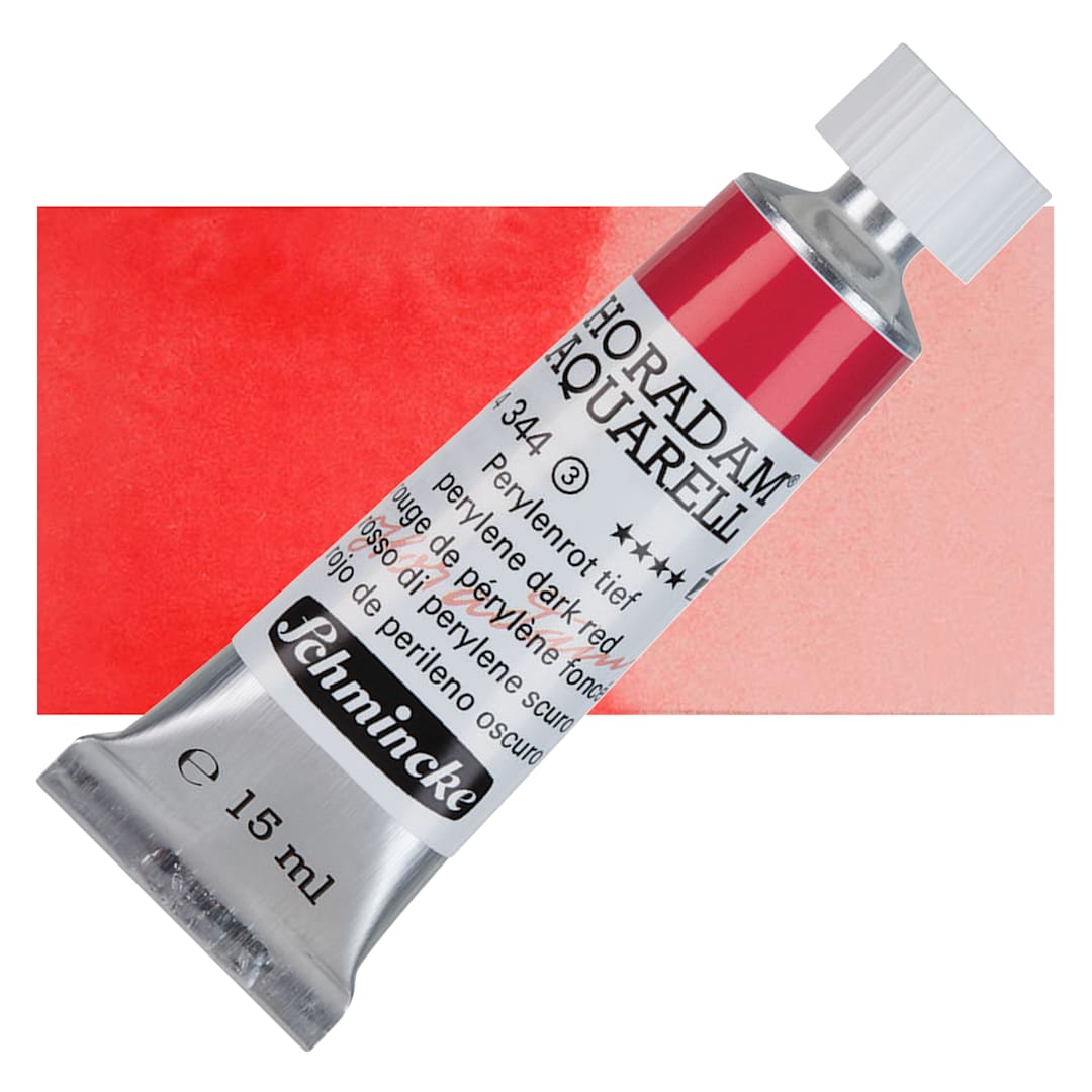 Open in modal - Schmincke Horadam Aquarell Watercolor - Perylene Dark Red, 15 ml tube and swatch