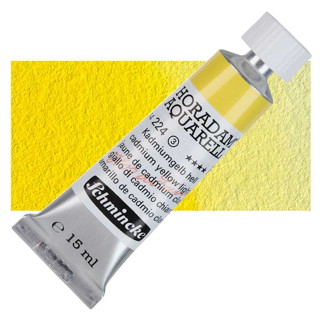 Open in modal - Schmincke Horadam Aquarell Artist Watercolor - Cadmium Yellow Light, 15 ml tube and swatch