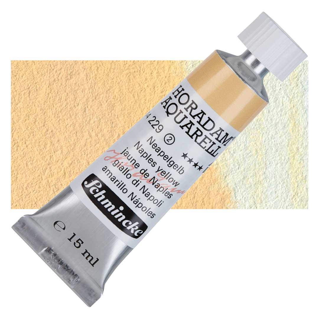 Open in modal - Schmincke Horadam Aquarell Watercolor - Naples Yellow, 15 ml tube and swatch
