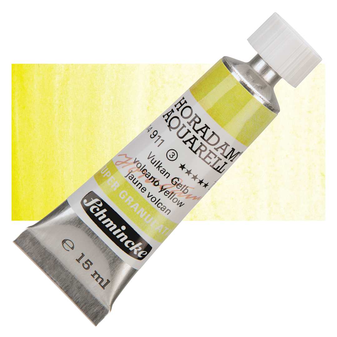 Open in modal - Schmincke Horadam Aquarell Artist Watercolor - Volcano Yellow, Supergranulation, 15 ml, Tube and swatch