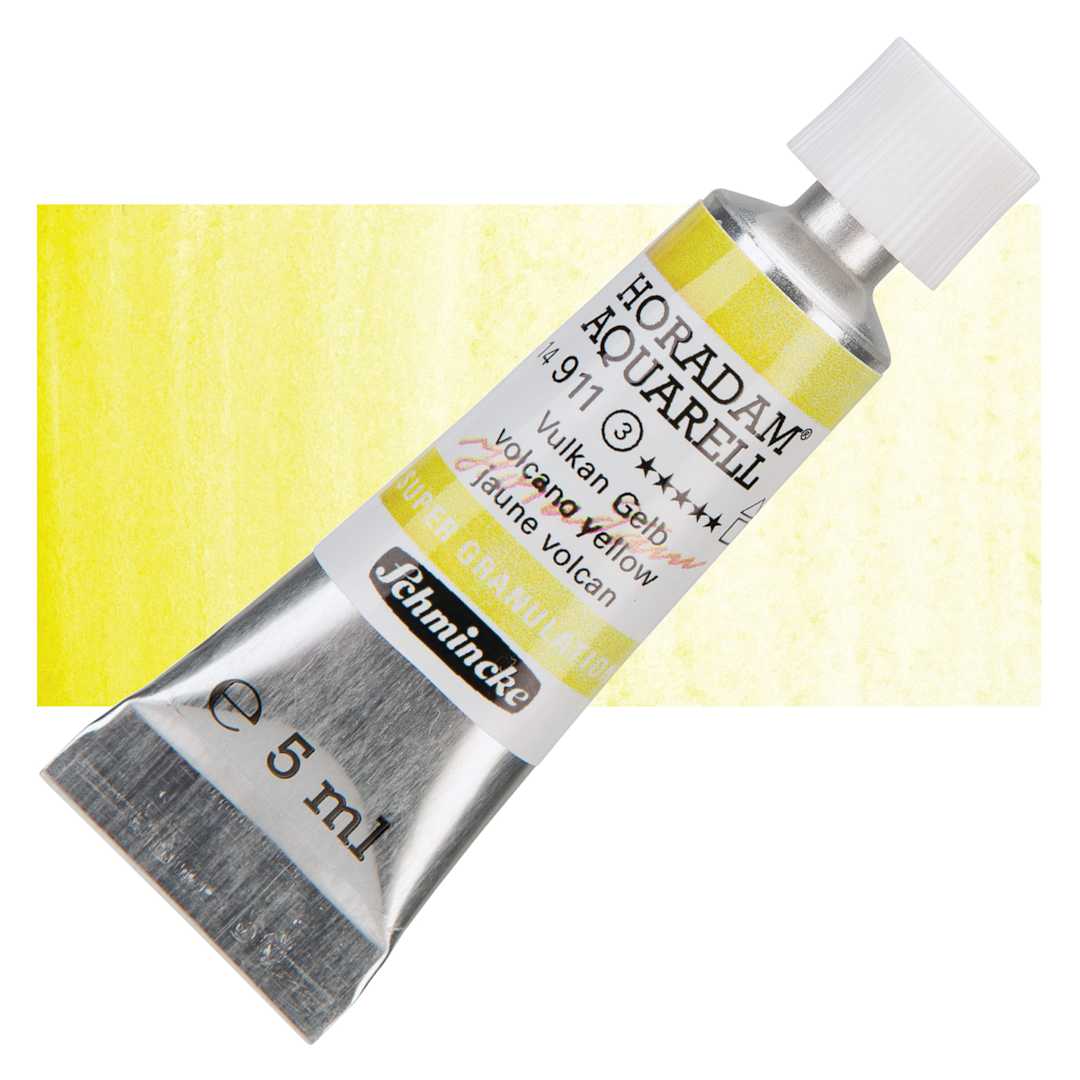 Open in modal - Schmincke Horadam Aquarell Artist Watercolor - Volcano Yellow, 5 ml tube and swatch