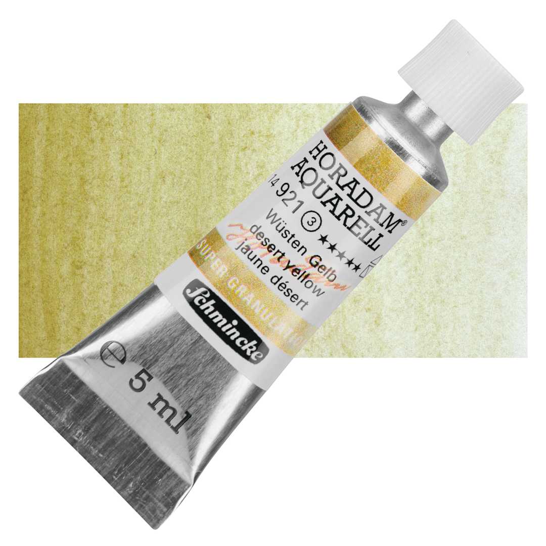 Open in modal - Schmincke Horadam Aquarell Watercolor - Desert Yellow, 5 ml tube and swatch