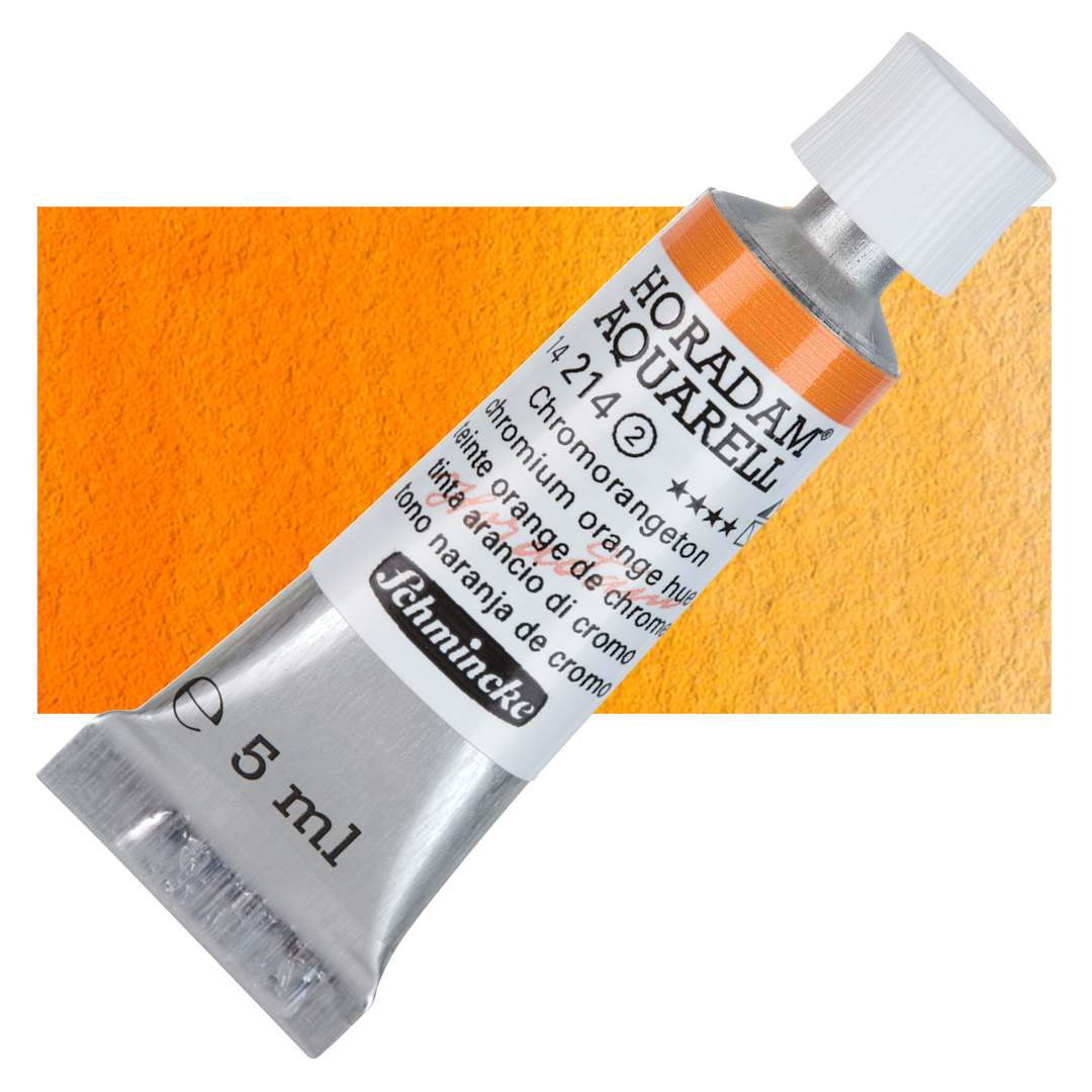 Open in modal - Schmincke Horadam Aquarell Artist Watercolor - Chromium Orange Hue, 5 ml tube and swatch