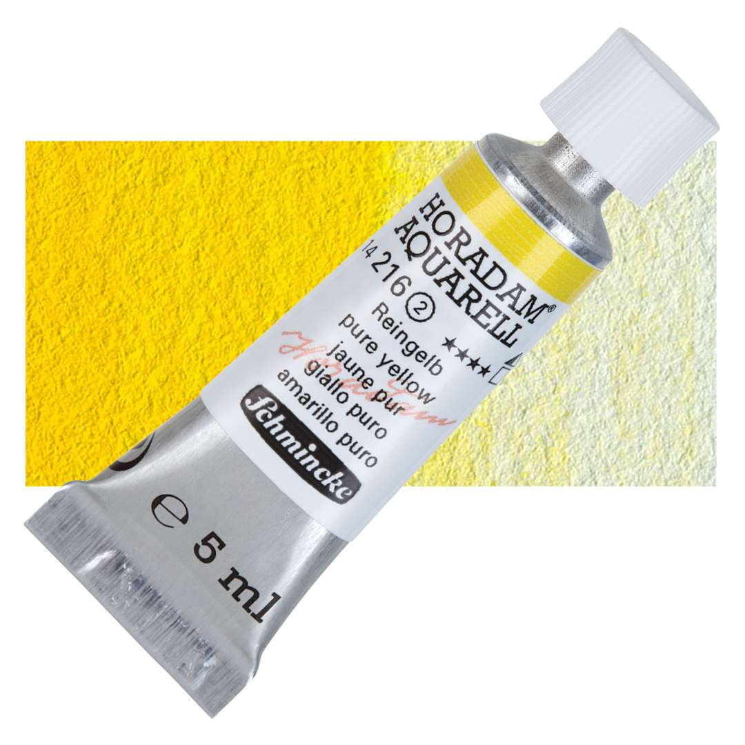 Open in modal - Schmincke Horadam Aquarell Watercolor - Pure Yellow, 5 ml tube and swatch