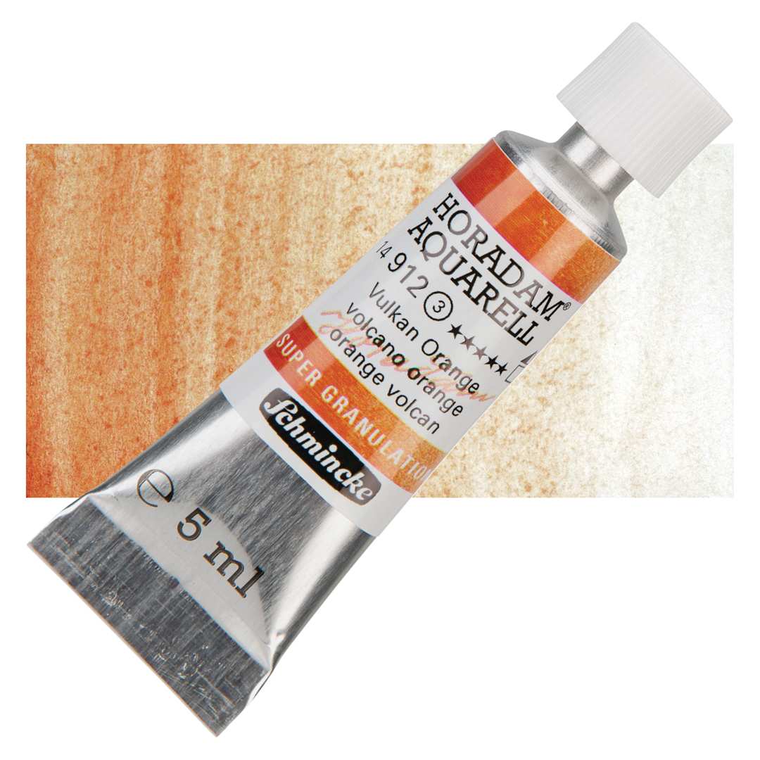 Open in modal - Schmincke Horadam Aquarell Artist Watercolor - Volcano Orange, 5 ml tube and swatch