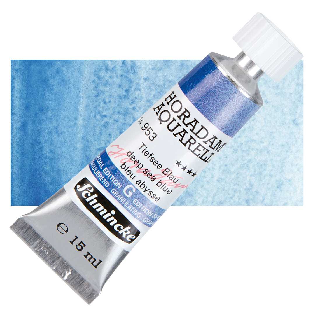 Open in modal - Schmincke Horadam Aquarell Artist Watercolor - Deep Sea Blue, 15 ml, Tube and swatch