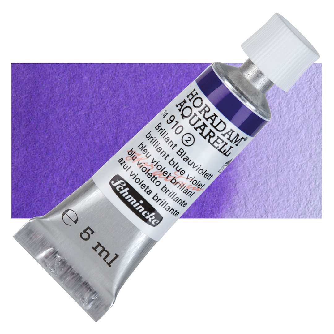 Open in modal - Schmincke Horadam Aquarell Artist Watercolor - Brilliant Blue Violet, 5 ml tube and swatch