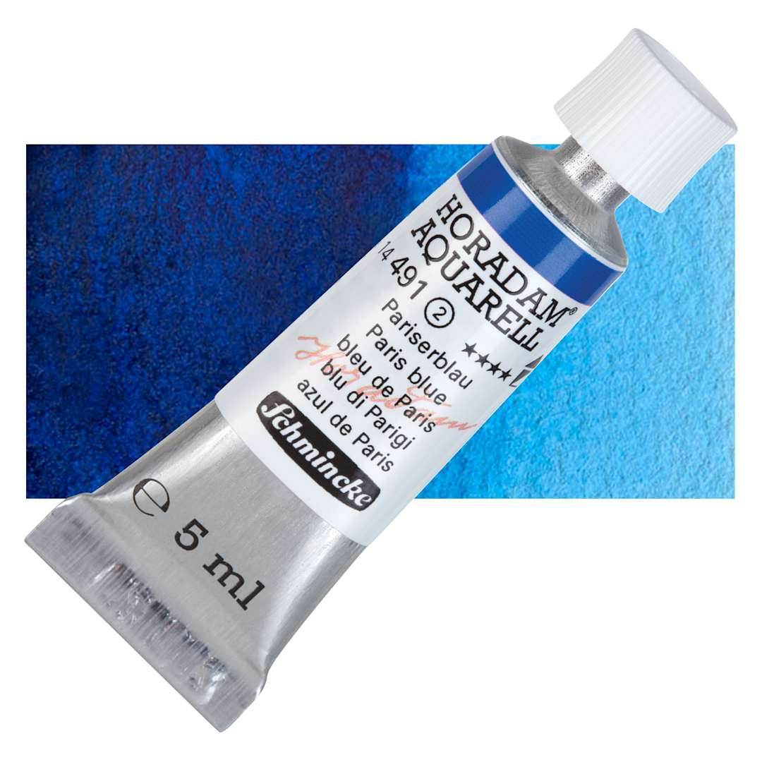 Open in modal - Schmincke Horadam Aquarell Watercolor - Paris Blue, 5 ml tube and swatch