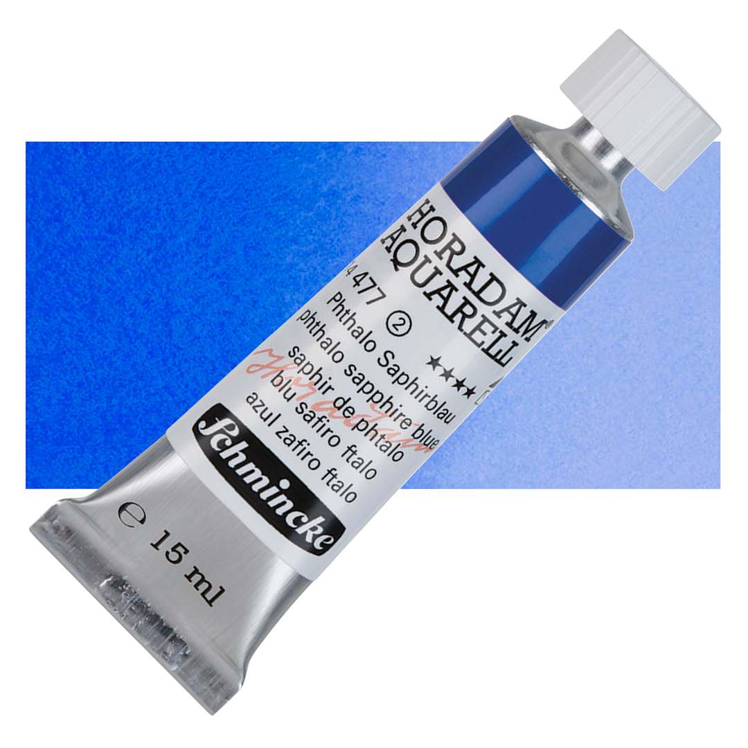 Open in modal - Schmincke Horadam Aquarell Watercolor - Phthalo Sapphire Blue, 15 ml tube and swatch