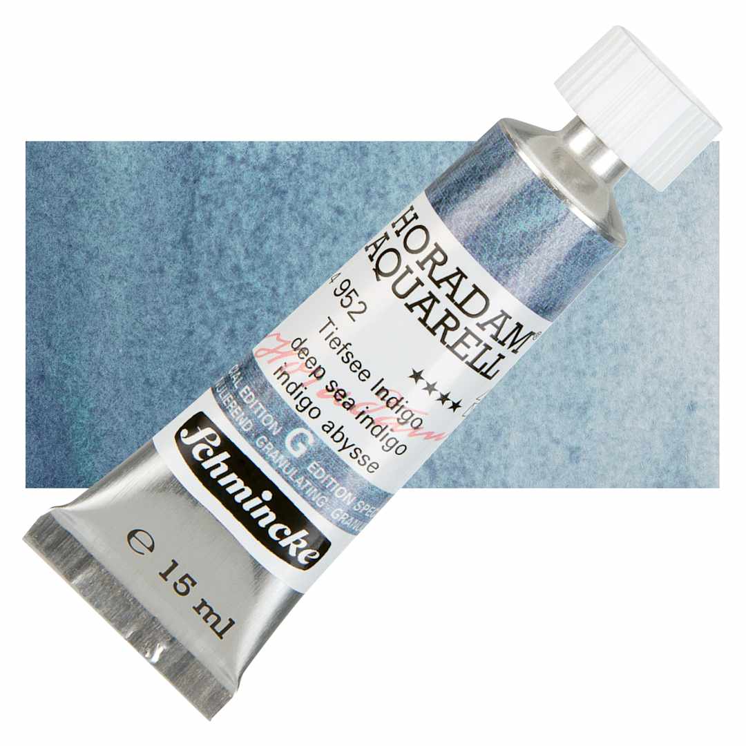 Open in modal - Schmincke Horadam Aquarell Artist Watercolor - Deep Sea Indigo, 15 ml, Tube and swatch