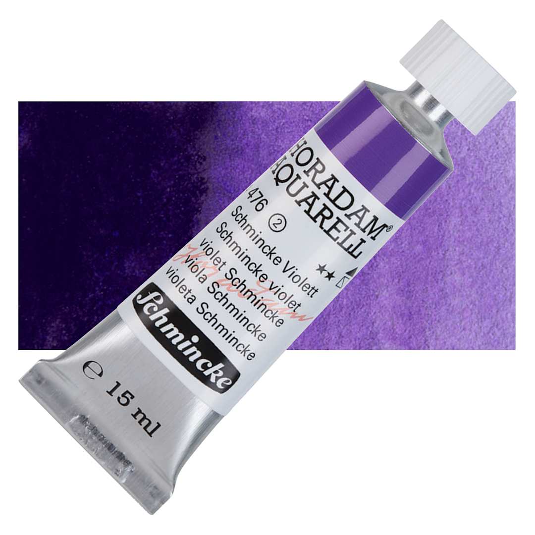 Open in modal - Schmincke Horadam Aquarell Watercolor - Schmincke Violet, 15 ml Tube and swatch