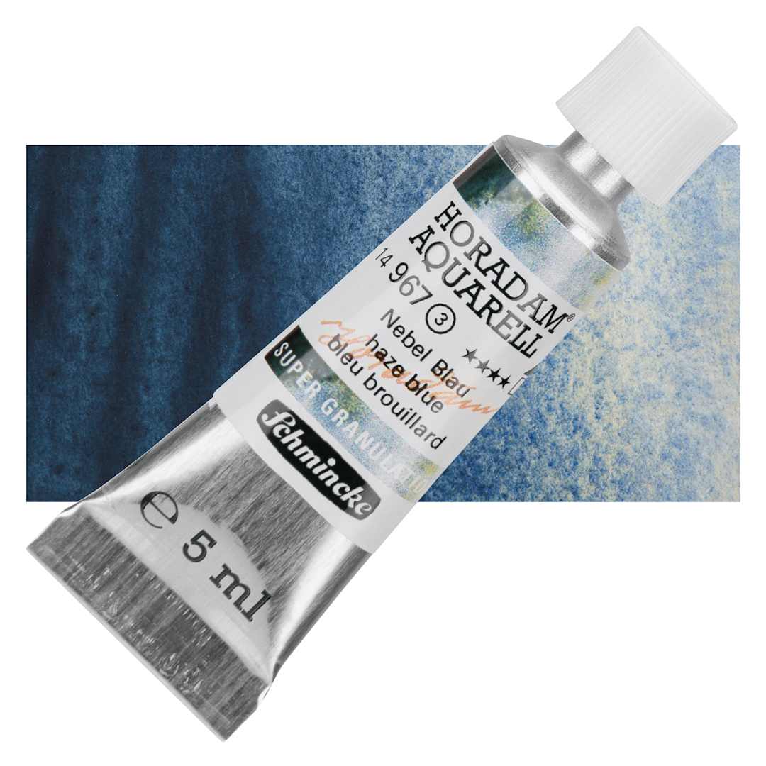 Open in modal - Schmincke Horadam Aquarell Watercolor - Haze Blue, 5 ml tube and swatch