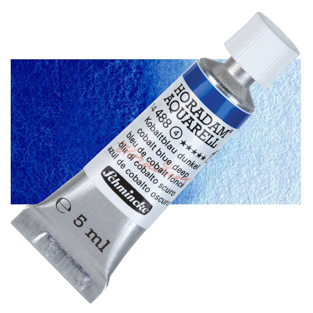 Open in modal - Schmincke Horadam Aquarell Artist Watercolor - Cobalt Blue Deep, 5 ml tube and swatch