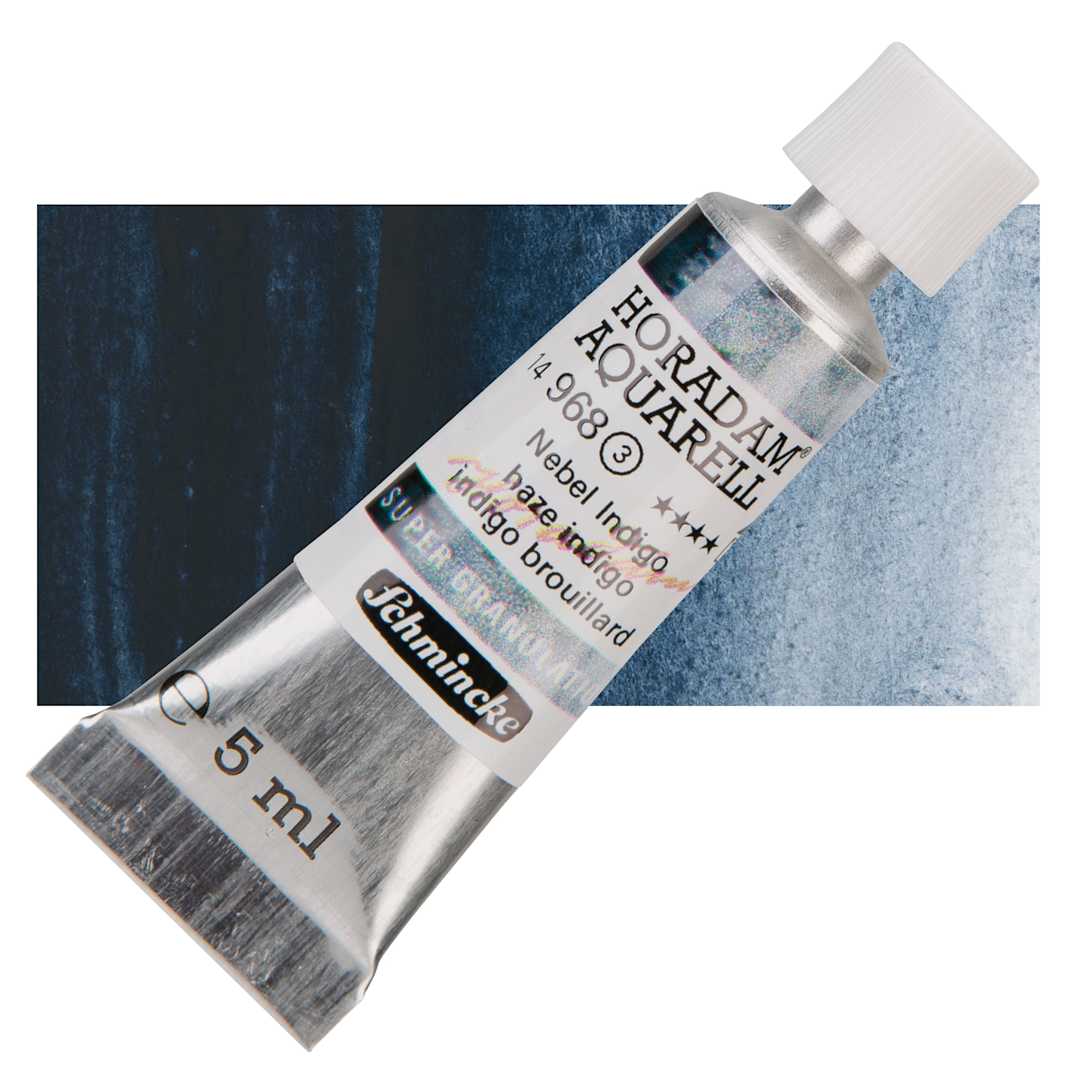 Open in modal - Schmincke Horadam Aquarell Watercolor - Haze Indigo, 5 ml tube and swatch