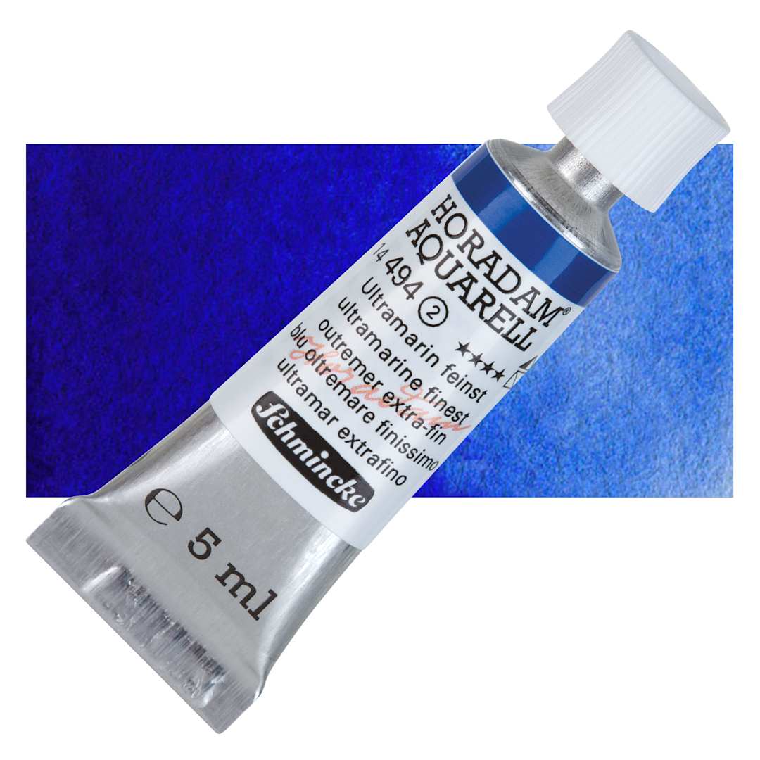Open in modal - Schmincke Horadam Aquarell Artist Watercolor - Ultramarine Finest, 5 ml tube and swatch
