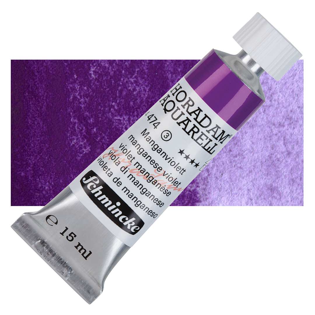 Open in modal - Schmincke Horadam Aquarell Watercolor - Manganese Violet, 15 ml tube and swatch