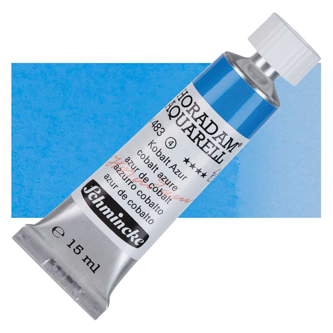 Open in modal - Schmincke Horadam Aquarell Artist Watercolor - Cobalt Azure, 15 ml tube and swatch