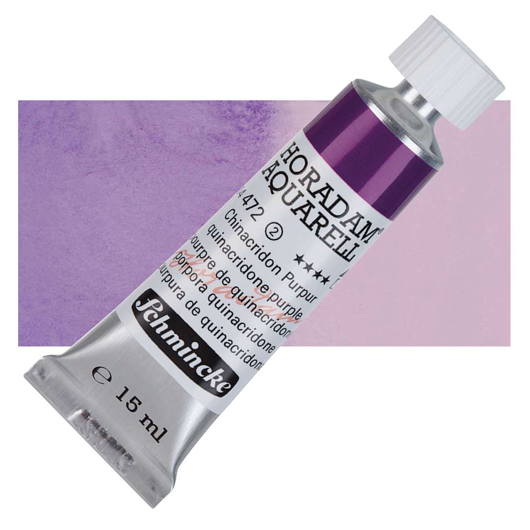 Open in modal - Schmincke Horadam Aquarell Watercolor - Quinacridone Purple, 15 ml tube and swatch