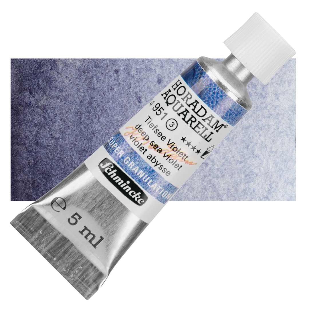Open in modal - Schmincke Horadam Aquarell Watercolor - Deep Sea Violet, 5 ml tube and swatch