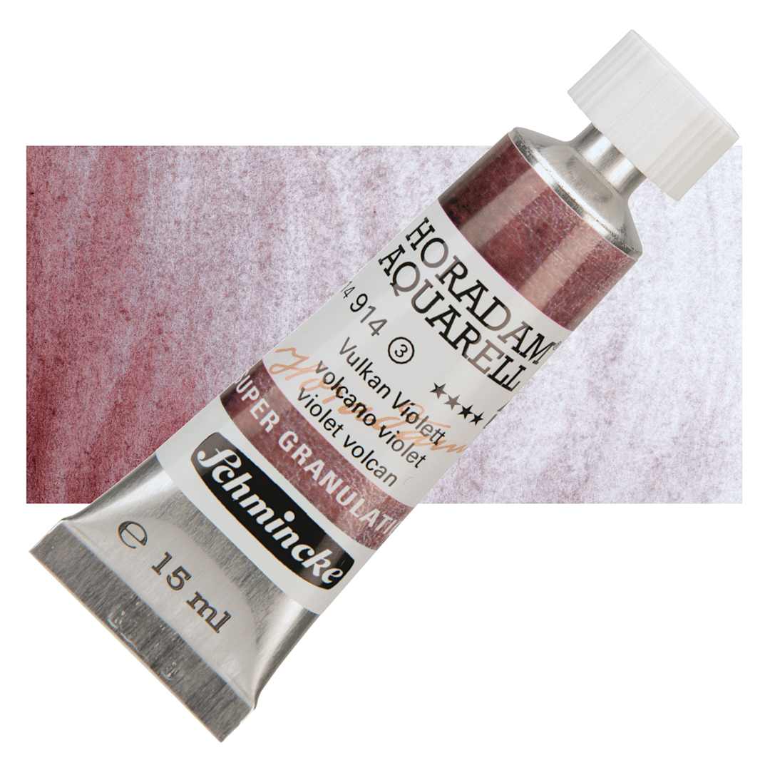 Open in modal - Schmincke Horadam Aquarell Artist Watercolor - Volcano Violet, Supergranulation, 15 ml, Tube and swatch