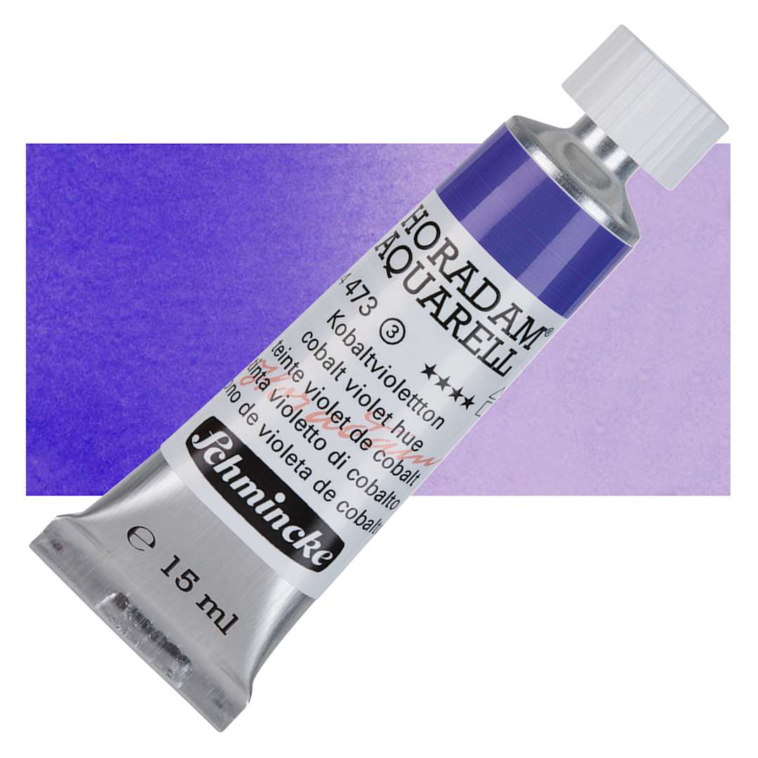 Open in modal - Schmincke Horadam Aquarell Artist Watercolor - Cobalt Violet Hue, 15 ml tube and swatch