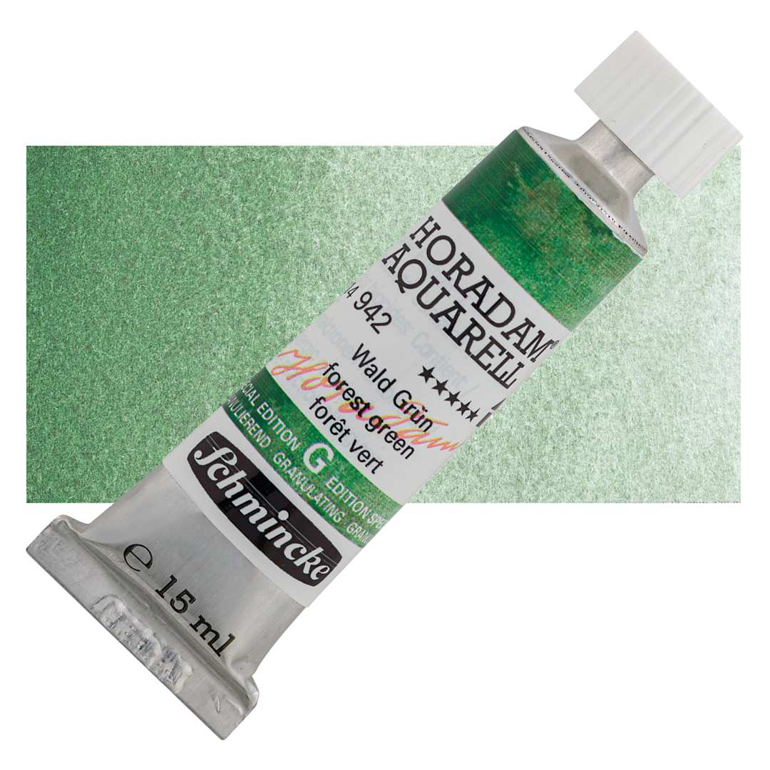 Open in modal - Schmincke Horadam Aquarell Artist Watercolor - Forest Green, 15 ml tube and swatch