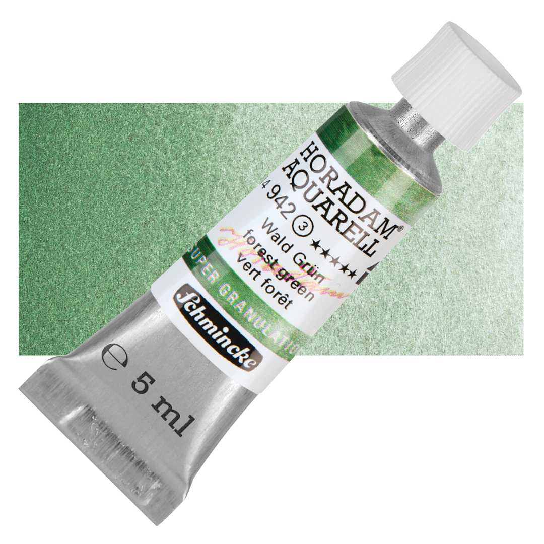 Open in modal - Schmincke Horadam Aquarell Watercolor - Forest Green, 5 ml tube and swatch
