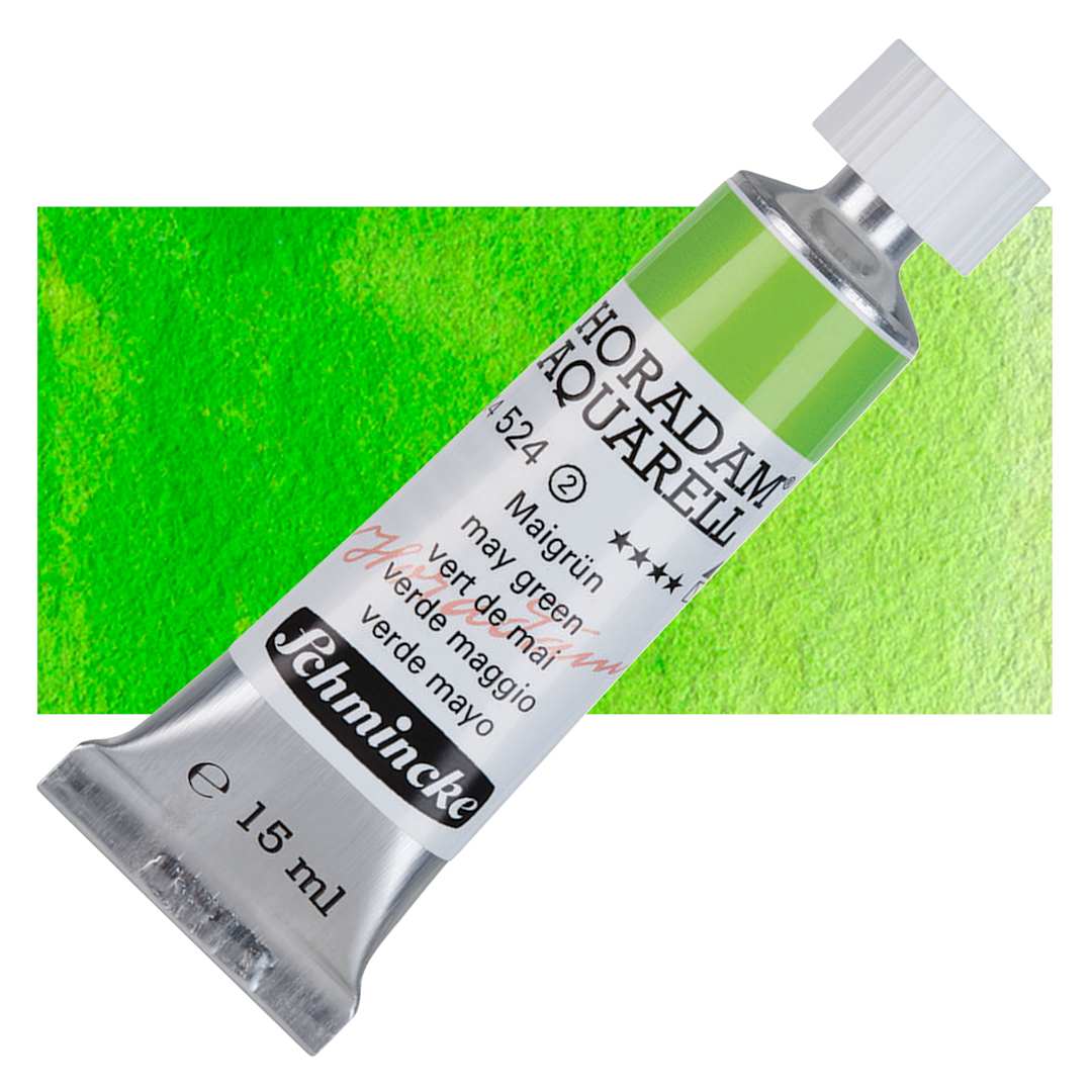 Open in modal - Schmincke Horadam Aquarell Watercolor - May Green, 15 ml tube and swatch