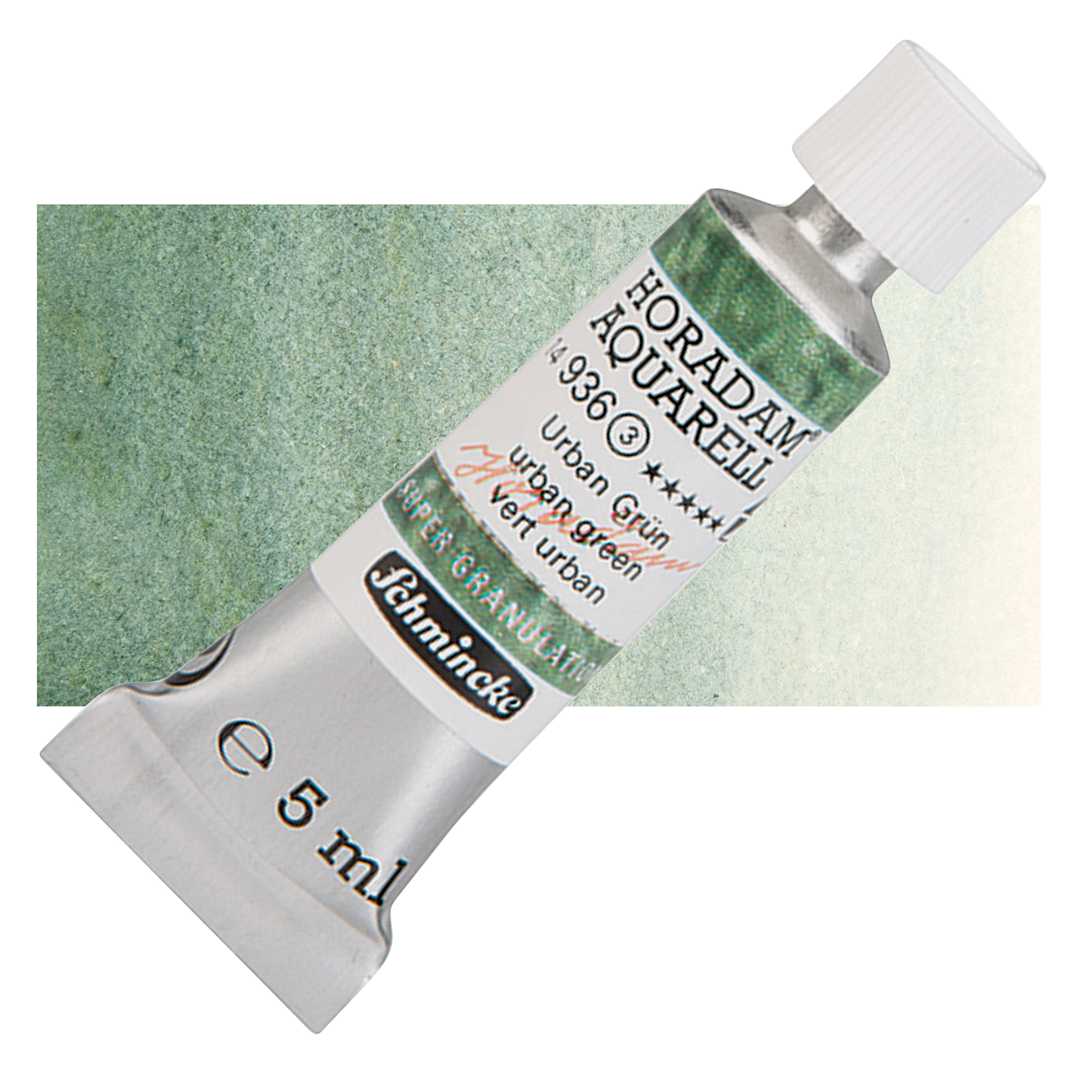 Open in modal - Schmincke Horadam Aquarell Artist Watercolor - Urban Green, 5 ml tube and swatch