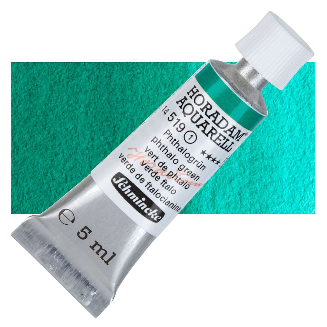 Open in modal - Schmincke Horadam Aquarell Watercolor - Phtalo Green, 5 ml tube and swatch
