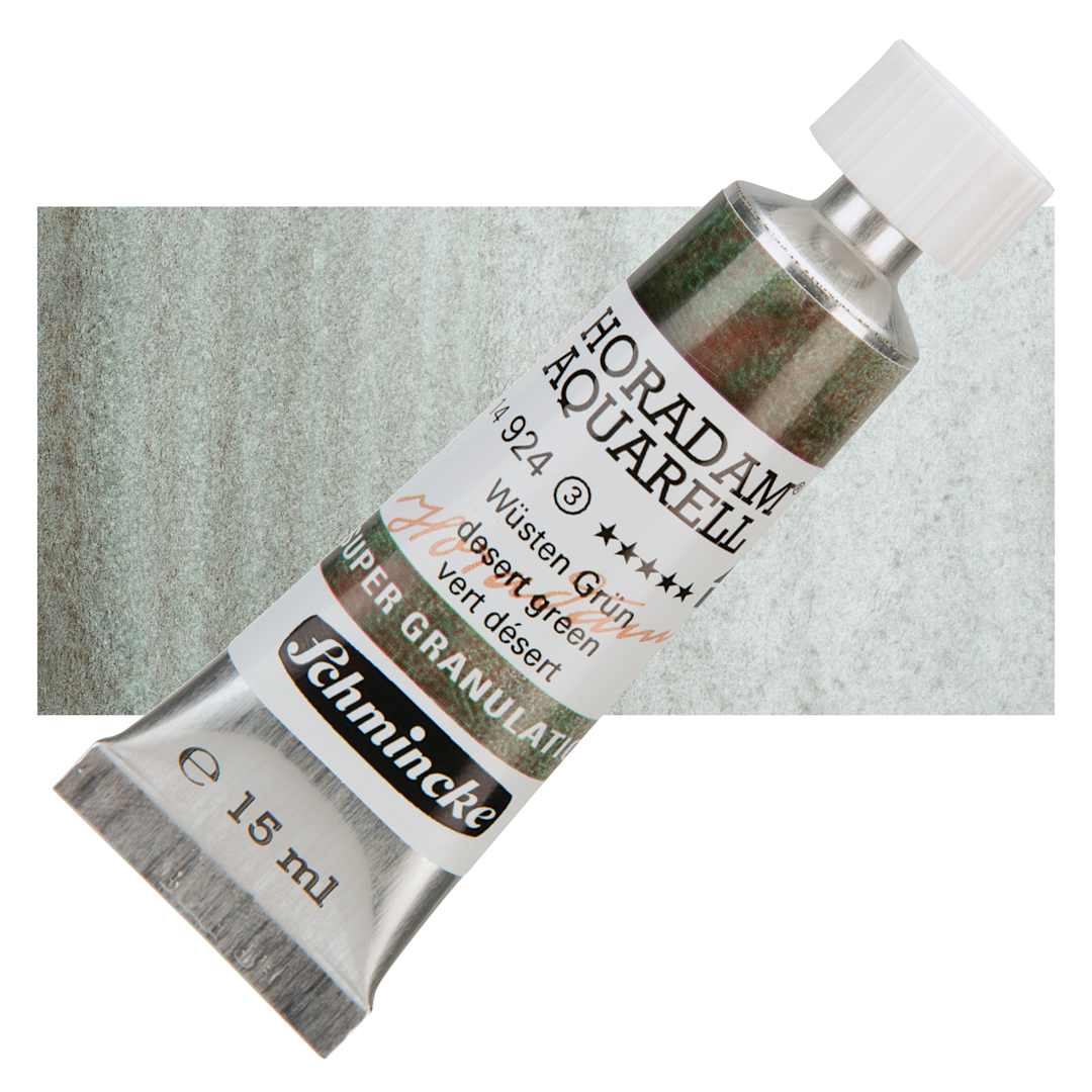 Open in modal - Schmincke Horadam Aquarell Artist Watercolor - Desert Green, Supergranulation, 15 ml, Tube and swatch