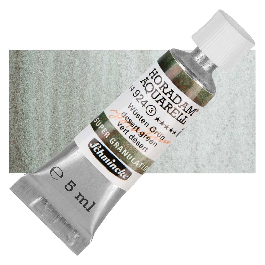 Open in modal - Schmincke Horadam Aquarell Watercolor - Desert Green, 5 ml tube and swatch