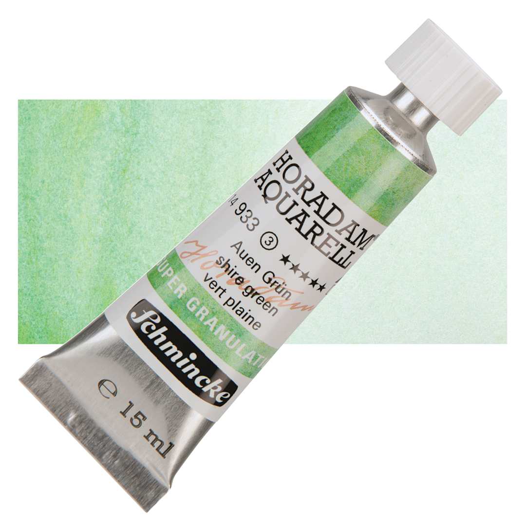 Open in modal - Schmincke Horadam Aquarell Artist Watercolor - Shire Green, Supergranulation, 15 ml, Tube and swatch