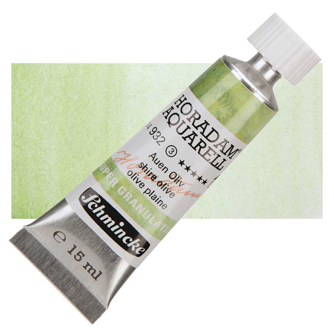 Open in modal - Schmincke Horadam Aquarell Artist Watercolor - Shire Olive, Supergranulation, 15 ml, Tube and swatch