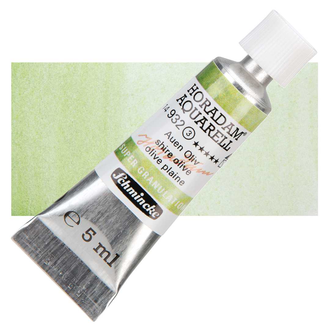 Open in modal - Schmincke Horadam Aquarell Artist Watercolor - Shire Olive, 5 ml tube and swatch