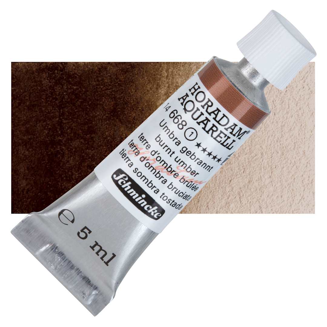 Open in modal - Schmincke Horadam Aquarell Artist Watercolor - Burnt Umber, 5 ml tube and swatch