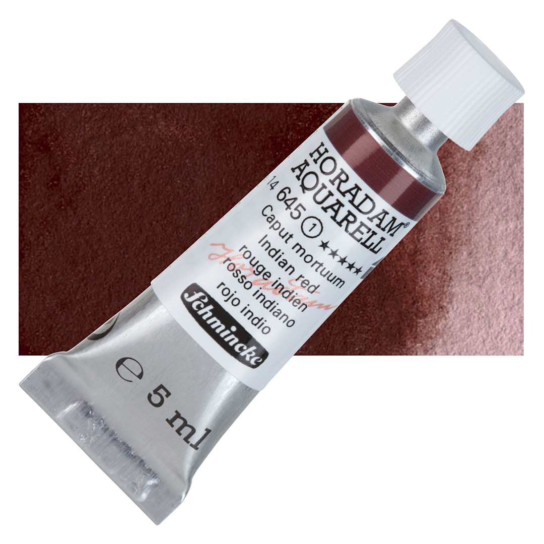 Open in modal - Schmincke Horadam Aquarell Watercolor - Indian Red, 5 ml tube and swatch