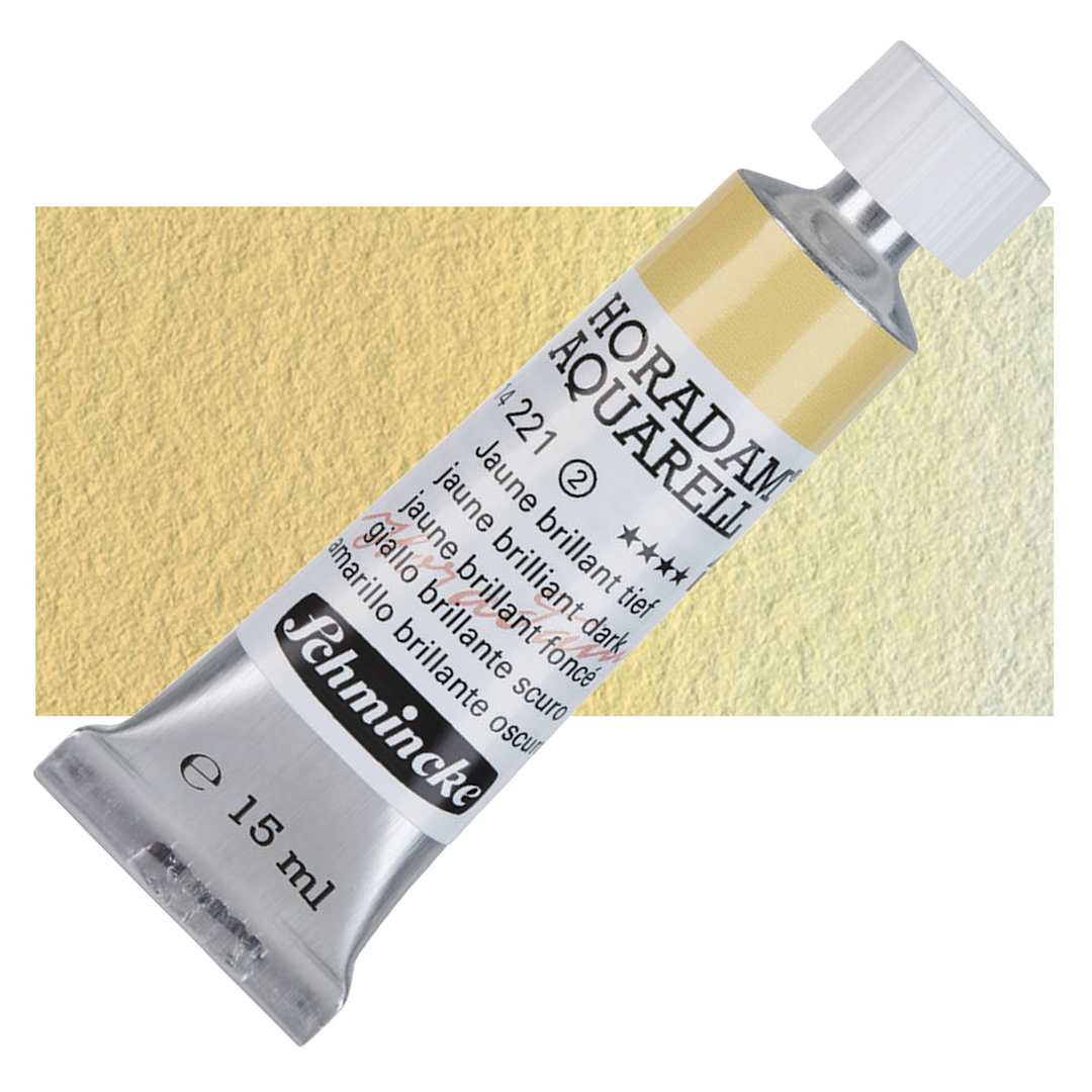 Open in modal - Schmincke Horadam Aquarell Watercolor - Jaune Brilliant Dark, 15 ml tube and swatch