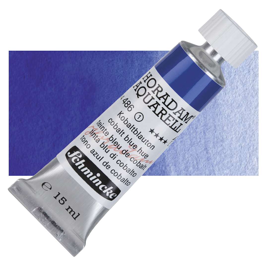 Open in modal - Schmincke Horadam Aquarell Artist Watercolor - Cobalt Blue Hue, 15 ml tube and swatch
