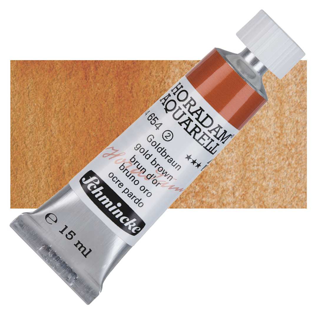 Open in modal - Schmincke Horadam Aquarell Artist Watercolor - Gold Brown, 15 ml tube and swatch