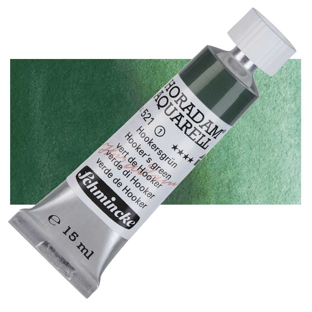 Open in modal - Schmincke Horadam Aquarell Watercolor - Hooker's Green, 15 ml tube and swatch