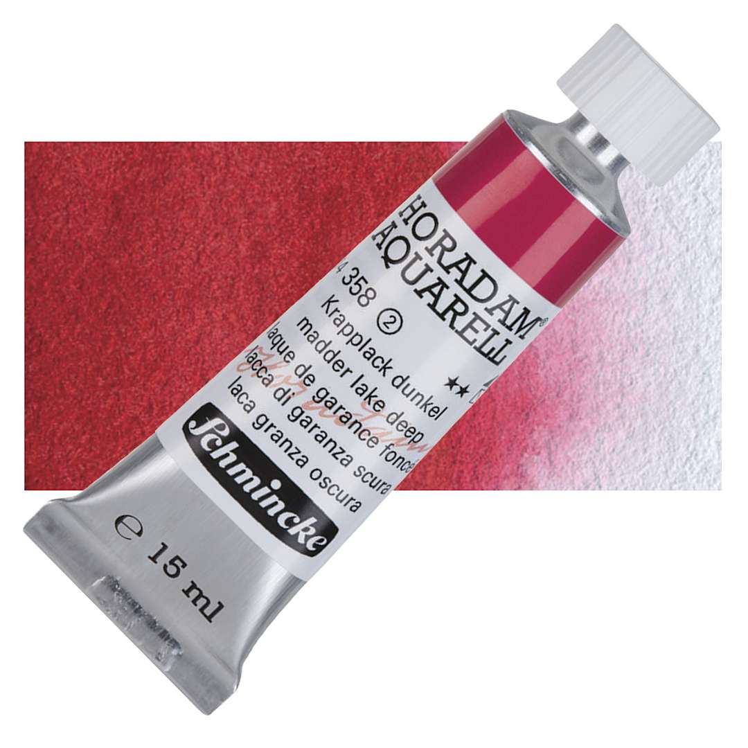 Open in modal - Schmincke Horadam Aquarell Artist Watercolor - Madder Lake Deep, 15 ml tube and swatch