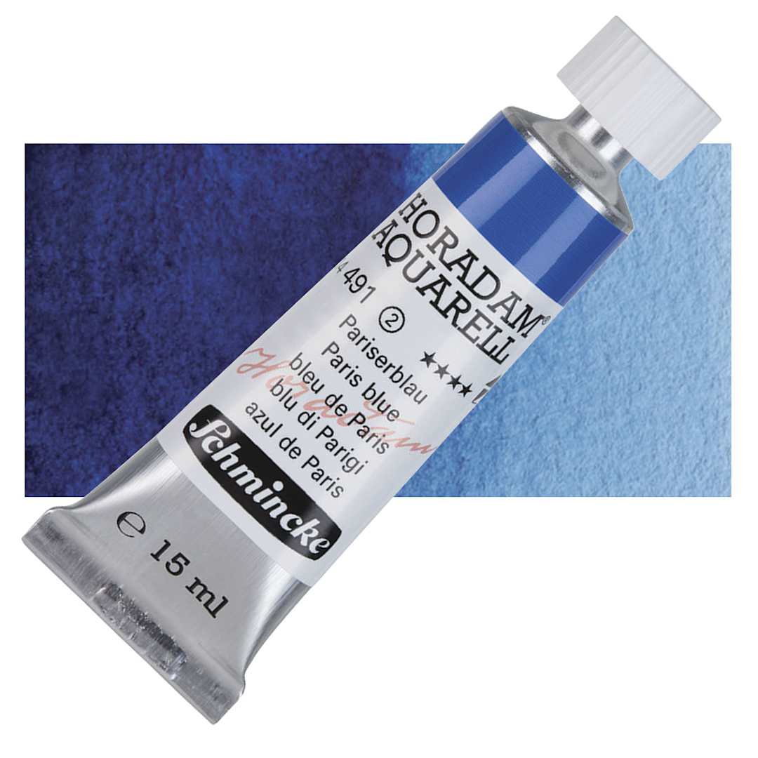 Open in modal - Schmincke Horadam Aquarell Watercolor - Paris Blue, 15 ml tube and swatch