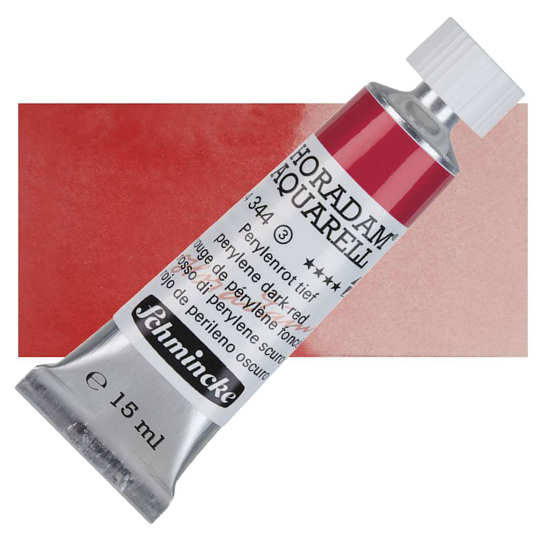 Open in modal - Schmincke Horadam Aquarell Watercolor - Perylene Dark Red, 15 ml tube and swatch